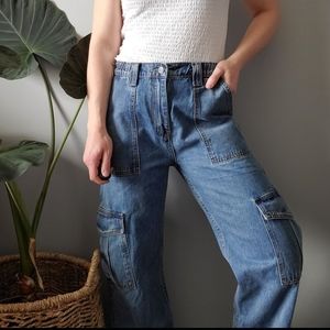 NWT 90s Wide Leg Utility Cargo Jeans